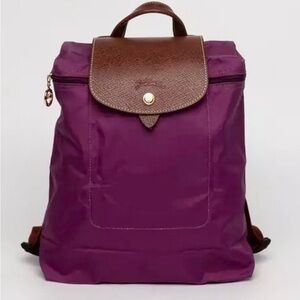 Longchamp Le Pilage Original Backpack Leather Nylon magenta hot pink!